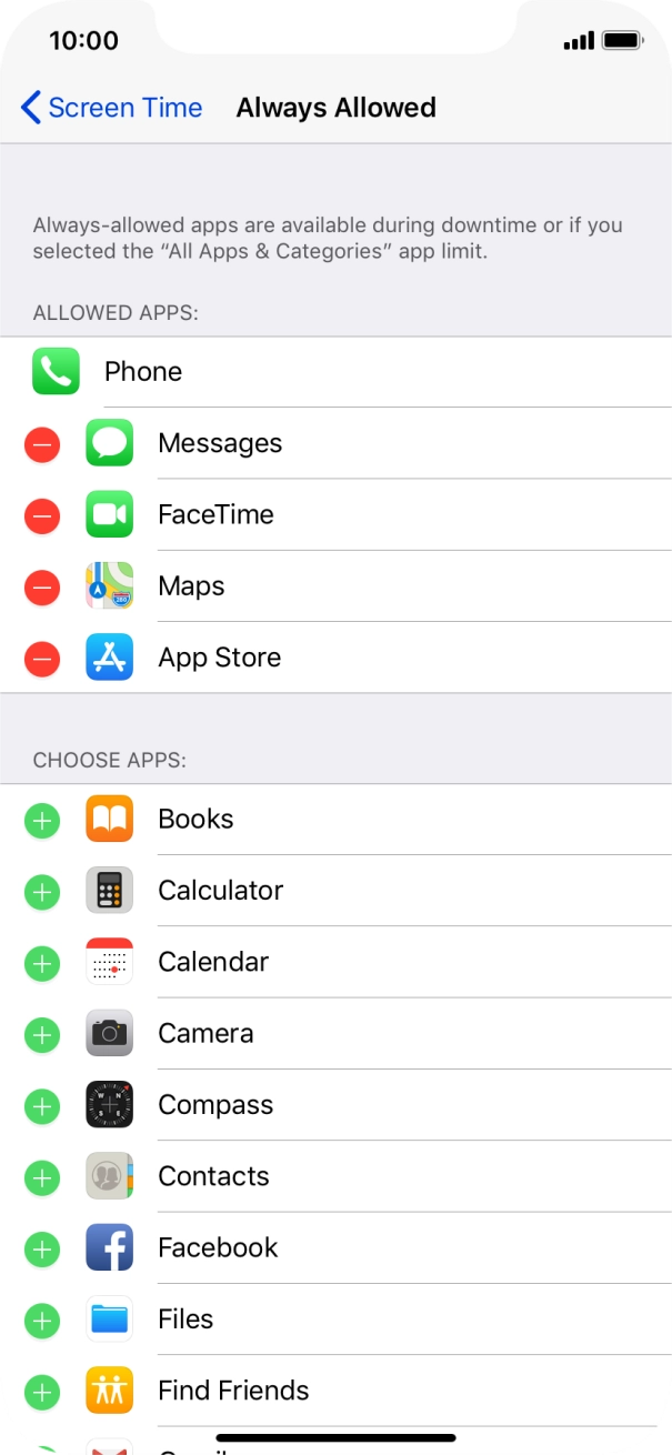 Press the remove icon next to the required app to remove it from the list of allowed apps during Downtime. Press the remove icon next to the required app to remove it from the list of allowed apps during Downtime.