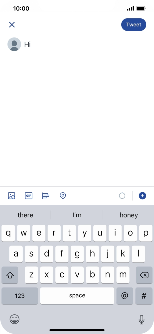 Write the required text and press Tweet. Write the required text and press Tweet.