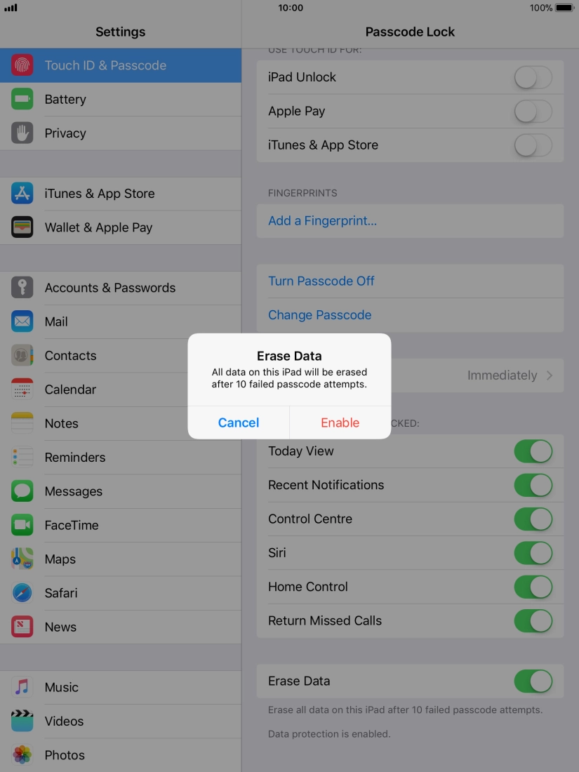 If you turn on the function, press Enable. If you turn on the function, press Enable.