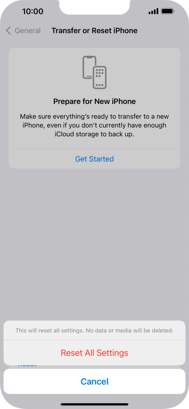 Press Reset All Settings.