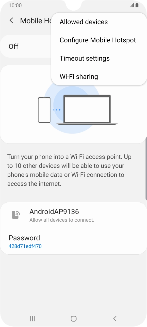 Press Configure Mobile Hotspot. Press Configure Mobile Hotspot.