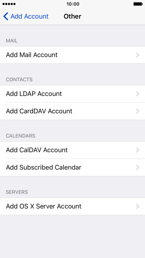 Press Add Mail Account. Press Add Mail Account.