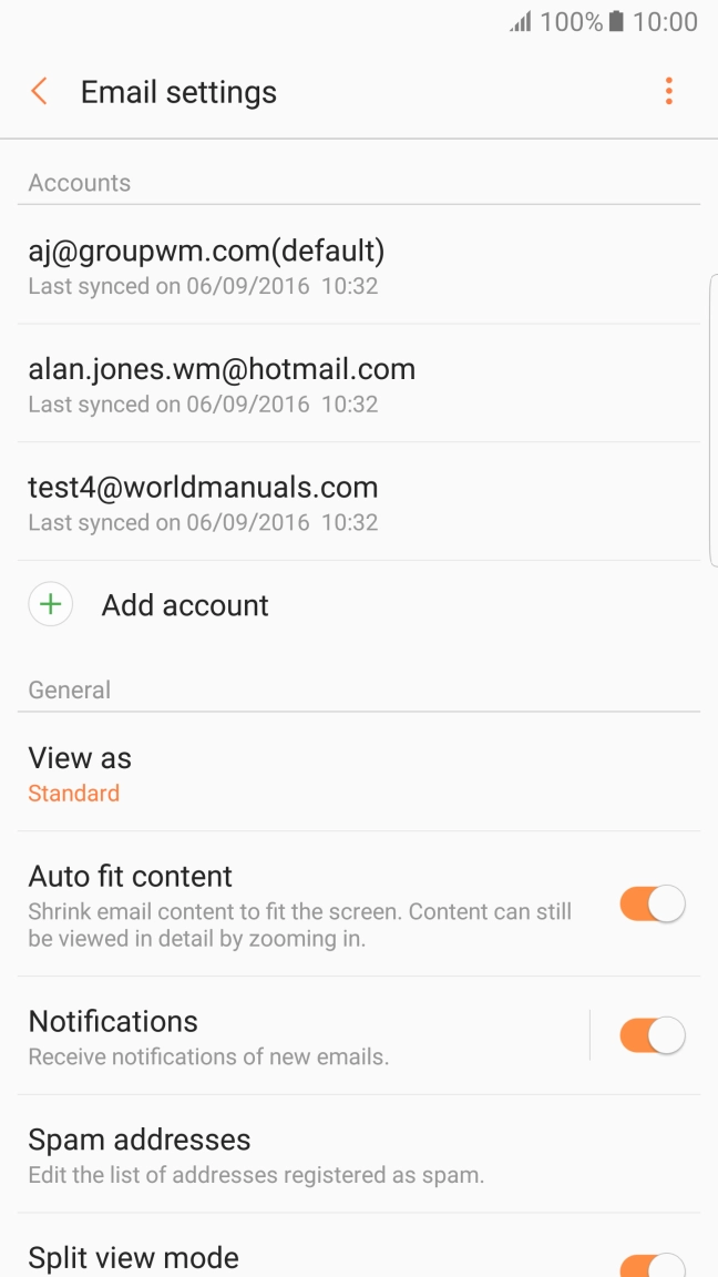 Press the required email account. Press the required email account.