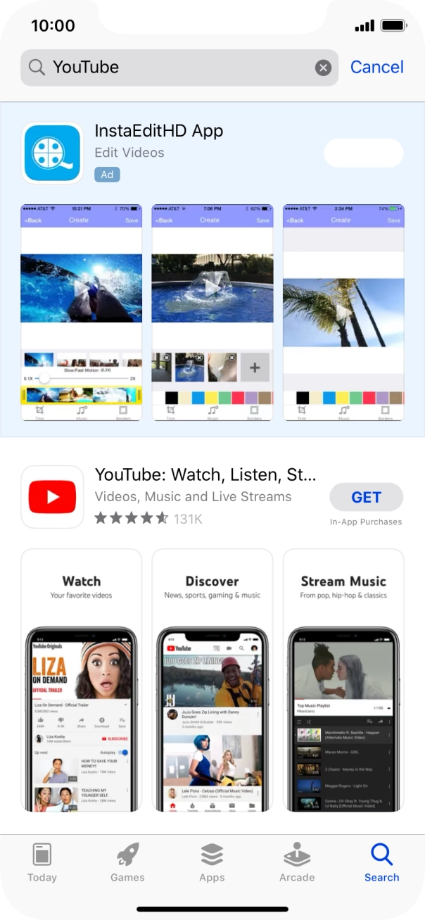 Press YouTube. Press YouTube.