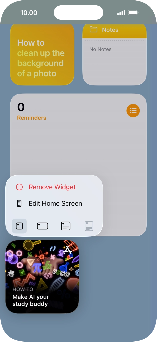 Press Remove Widget.