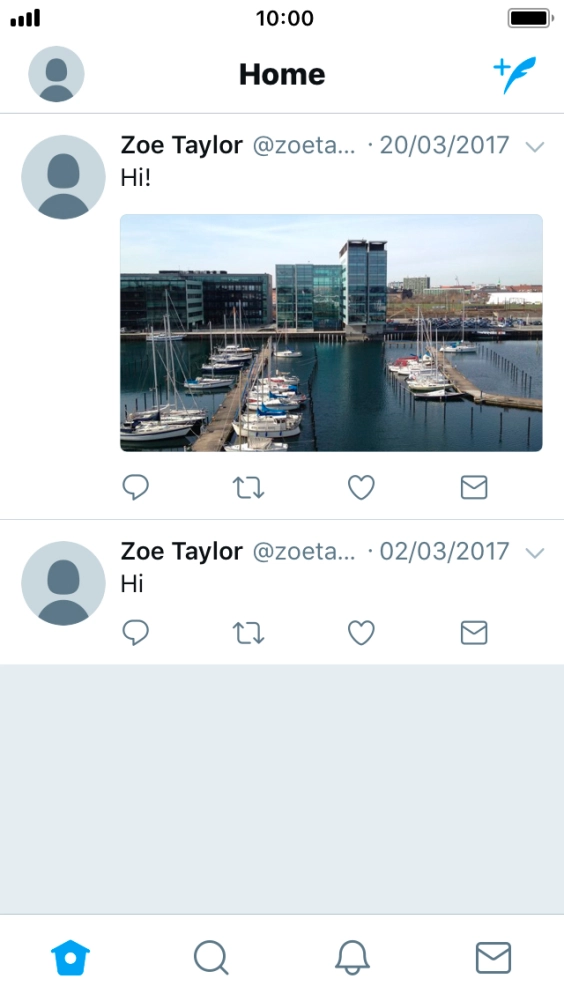 Press the new tweet icon. Press the new tweet icon.