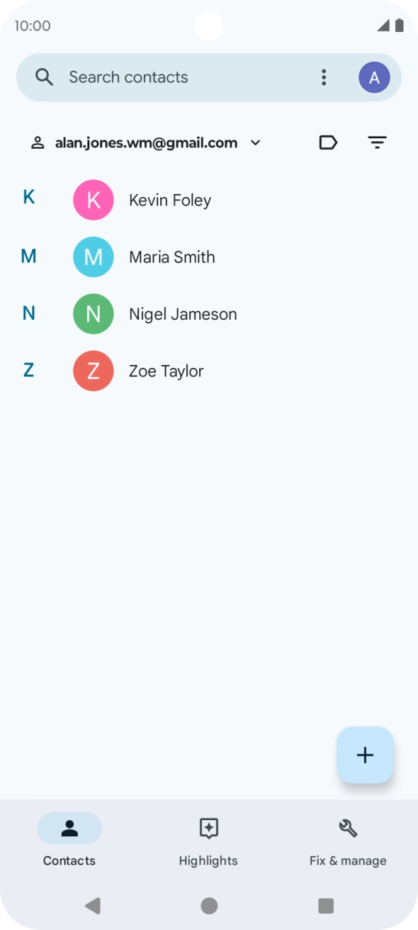 Press the new contact icon. Press the new contact icon.