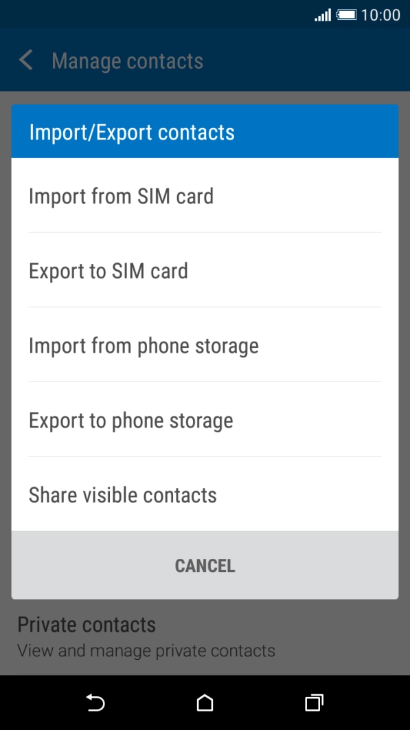 Press Import from SIM card. Press Import from SIM card.