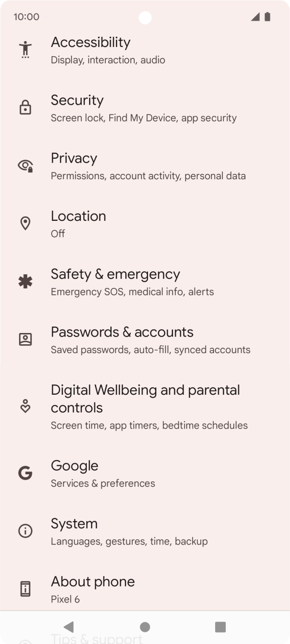 Press Passwords & accounts. Press Passwords & accounts.