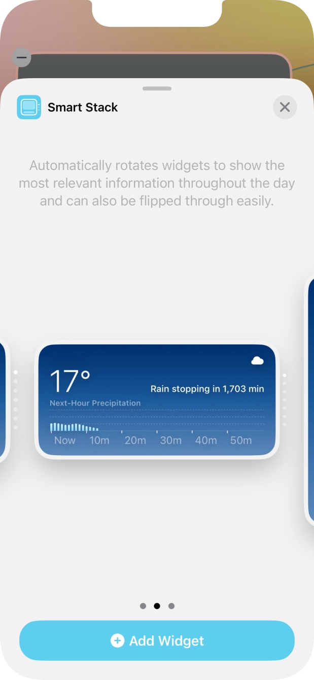 Slide your finger right or left on the screen to select the required widget size. Slide your finger right or left on the screen to select the required widget size.