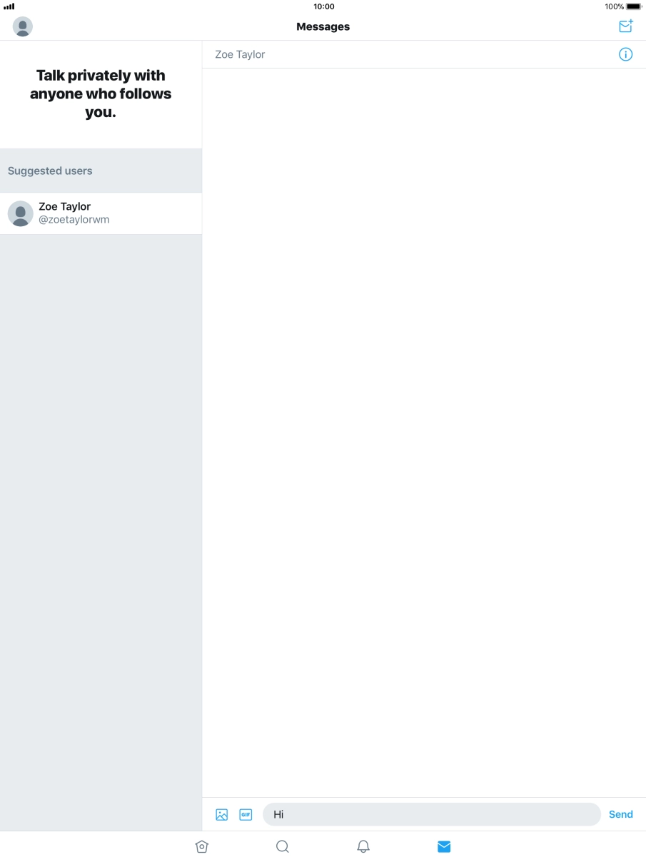 Write the required message and press Send. Write the required message and press Send.