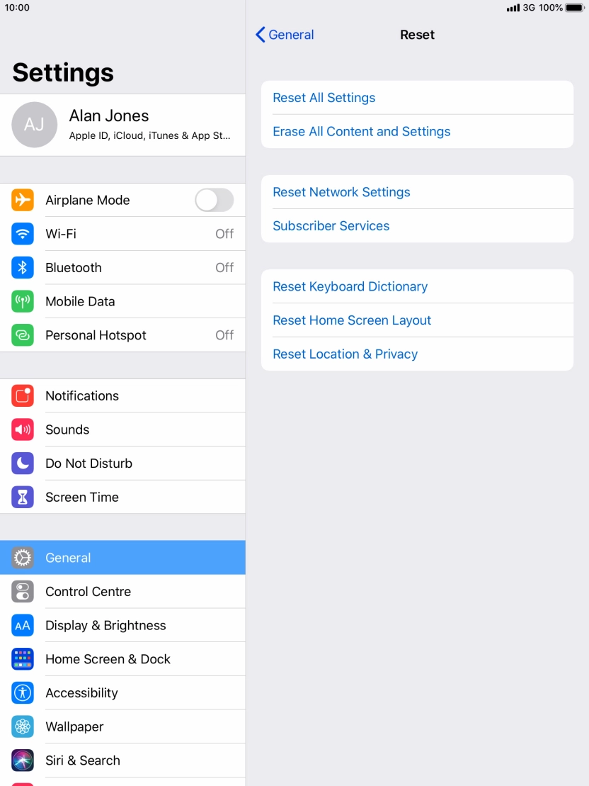 Press Reset All Settings. Press Reset All Settings.