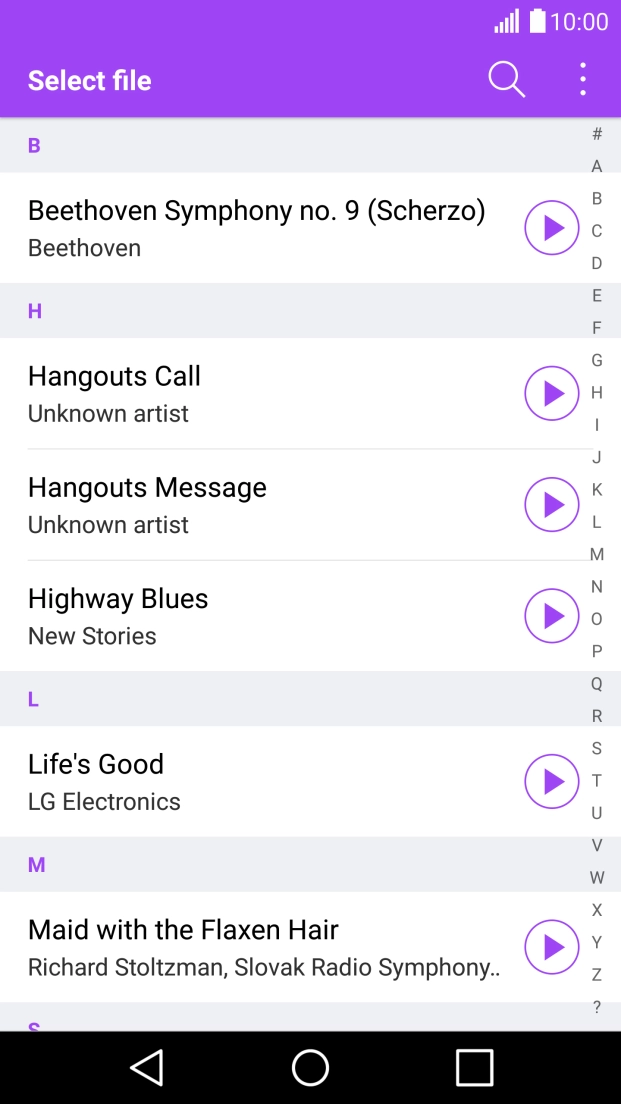 Press the required audio file. Press the required audio file.