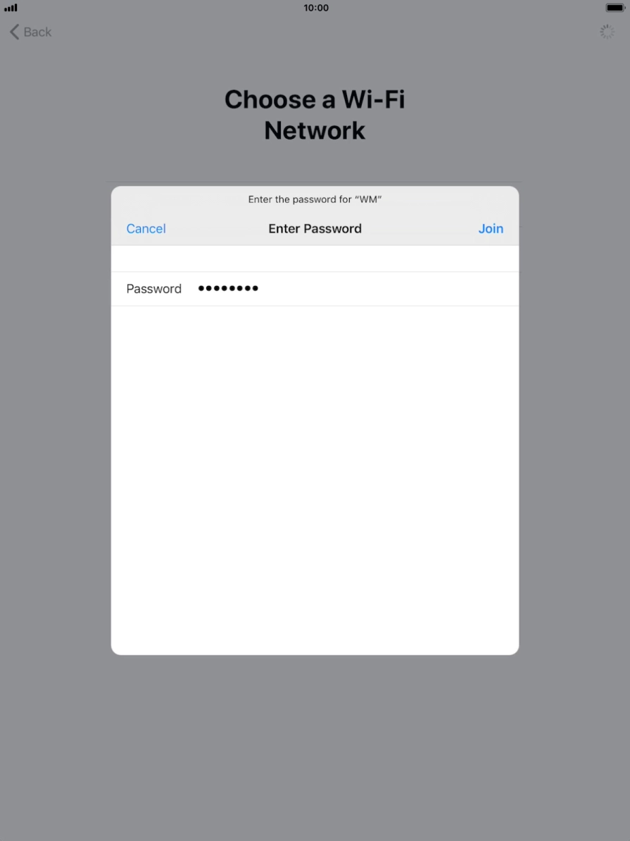 Key in the password for the Wi-Fi network and press Join. Key in the password for the Wi-Fi network and press Join.