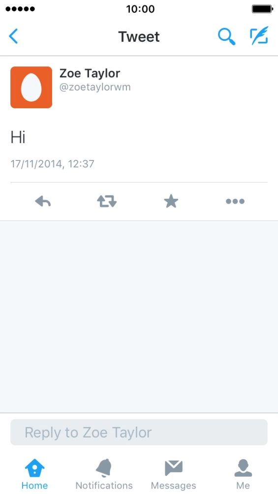 Press the reply icon. Press the reply icon.