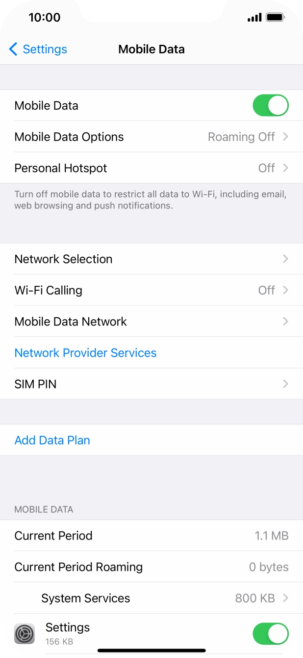 Press Mobile Data Options. Press Mobile Data Options.