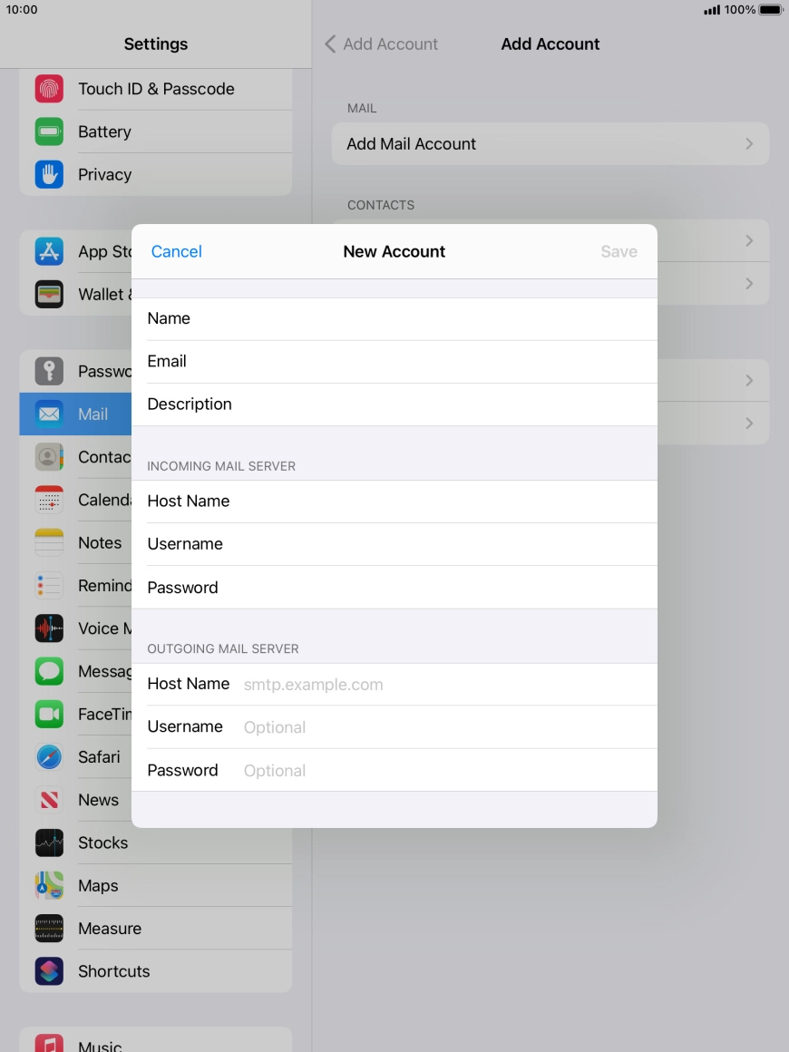 Press Host Name and key in the name of your email provider's outgoing server. Press Host Name and key in the name of your email provider's outgoing server.