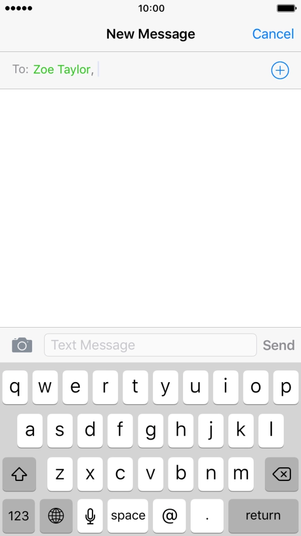 Press the text input field and write the text for your text message.