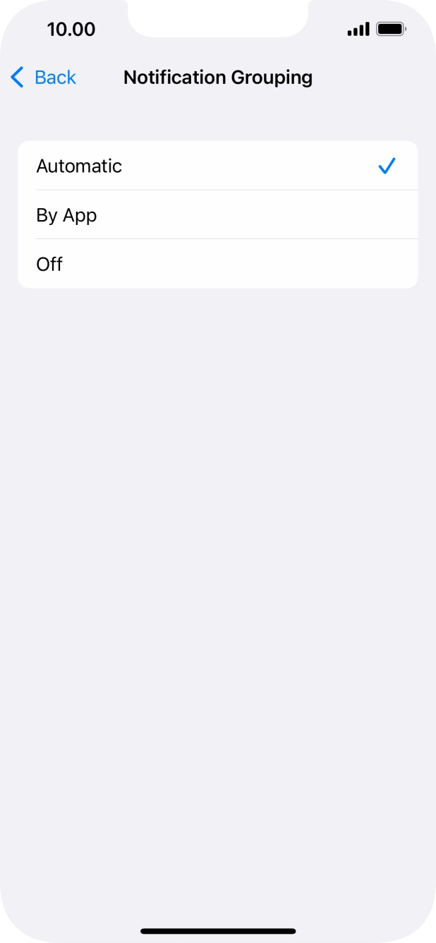 Press the required setting. Press the required setting.