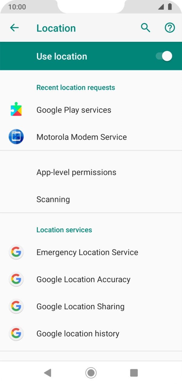 Press Google Location Accuracy. Press Google Location Accuracy.