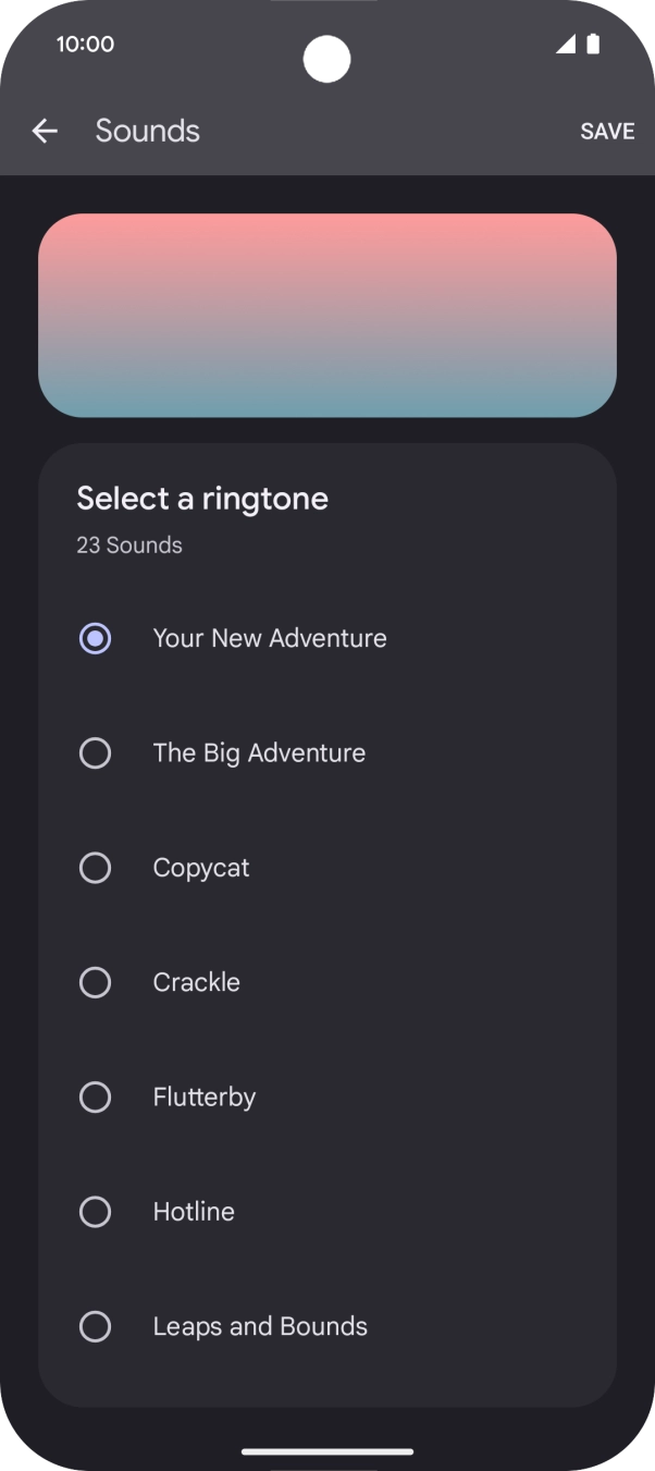 Press the different ring tones to hear them.