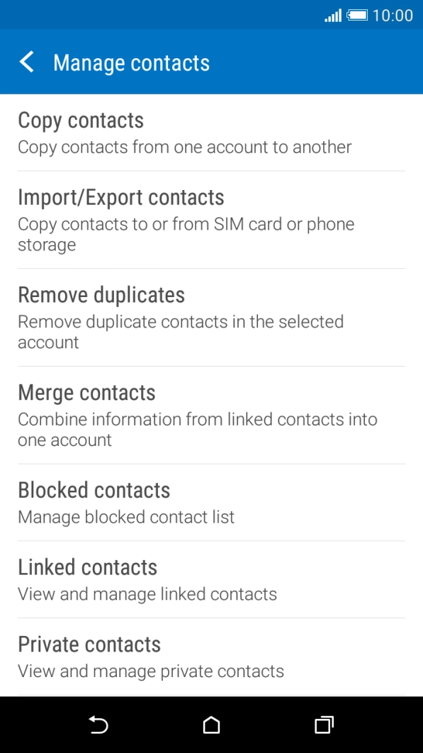Press Import/Export contacts. Press Import/Export contacts.
