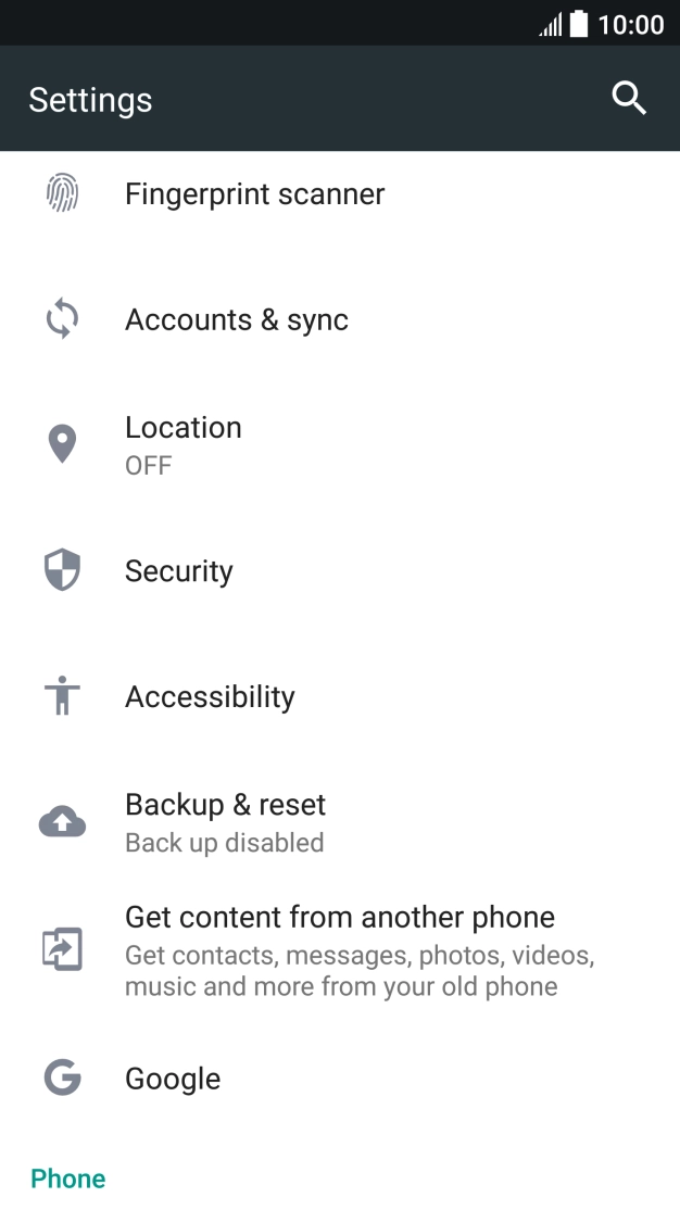 Press Get content from another phone.