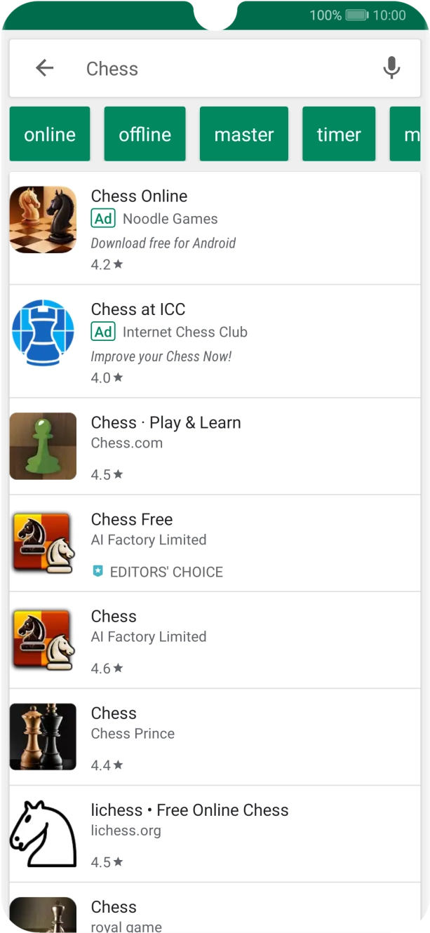 Press the required app. Press the required app.