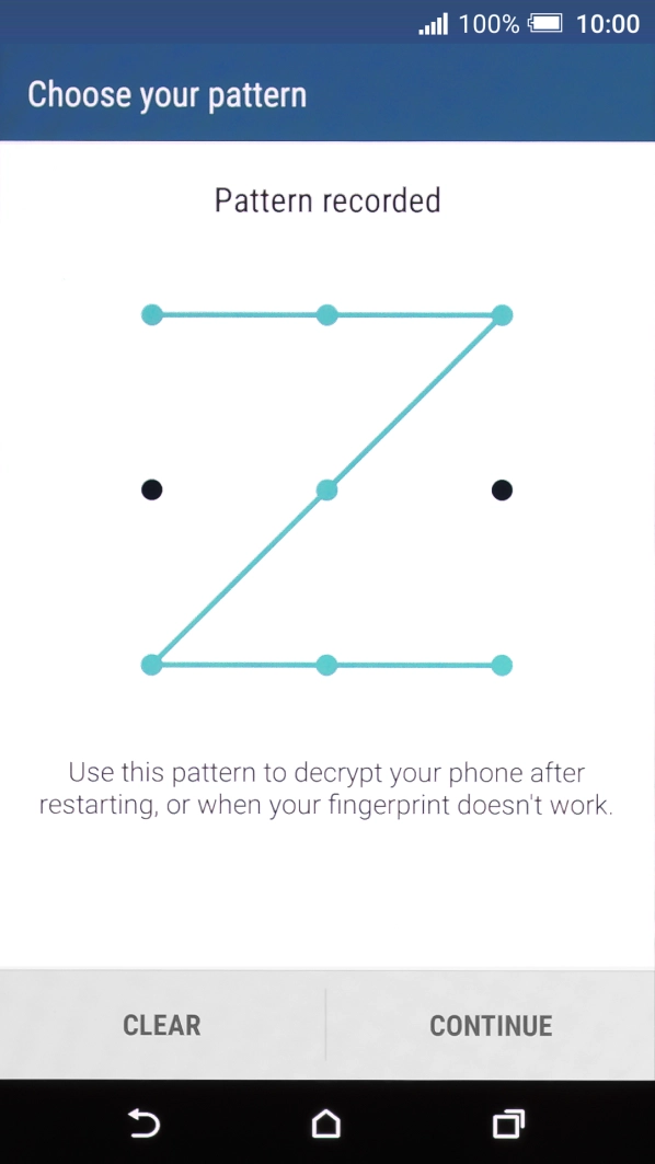 Slide your finger across the screen to connect at least four points and press CONTINUE.