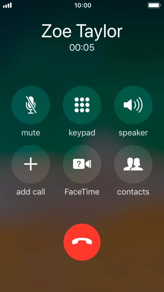 Press the end call icon to end the call and return to the home screen.