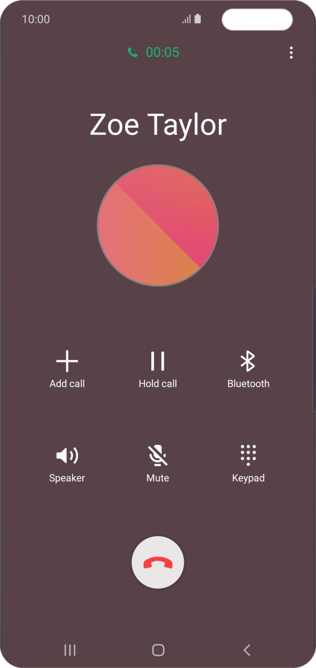 Press the end call icon. Press the end call icon.