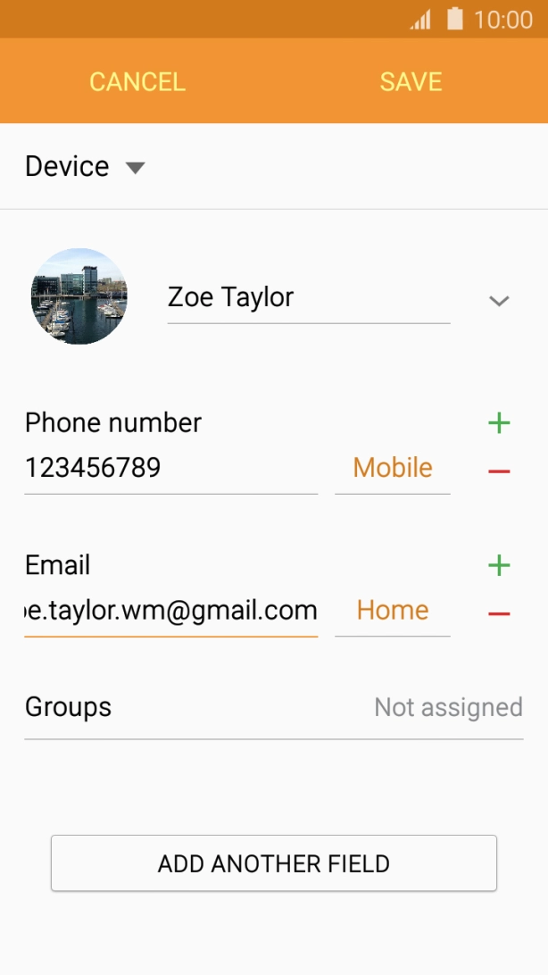 Press the field next to the email address. Press the field next to the email address.