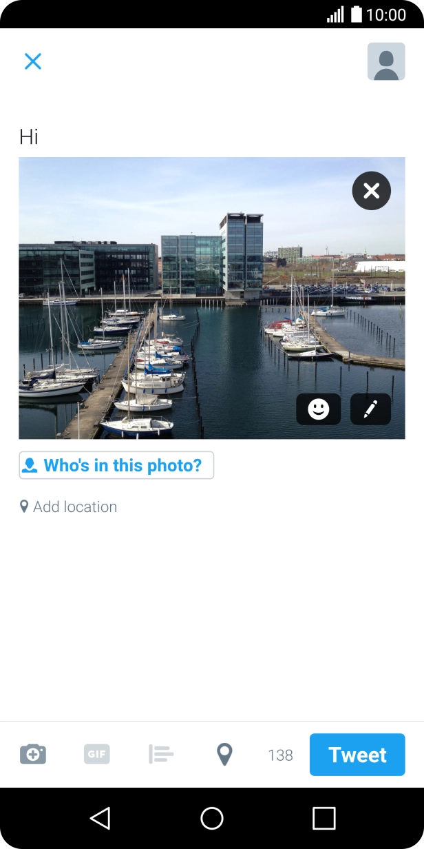 Write the required text and press Tweet.