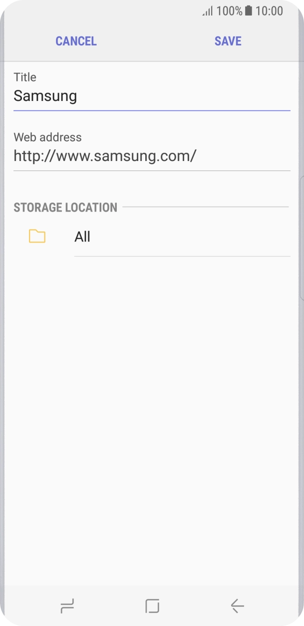 Key in the required name of the bookmark and press SAVE. Key in the required name of the bookmark and press SAVE.