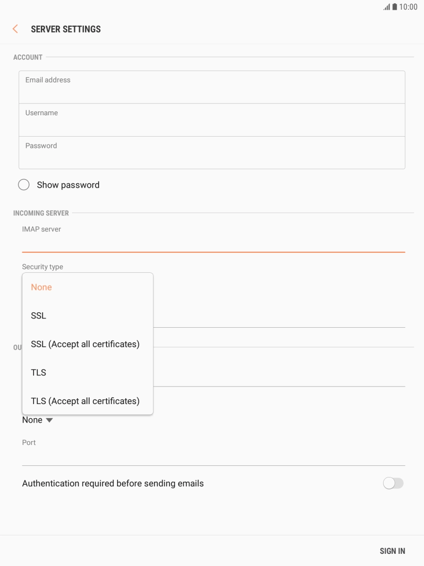 Press SSL (Accept all certificates) to turn on the function. Press SSL (Accept all certificates) to turn on the function.