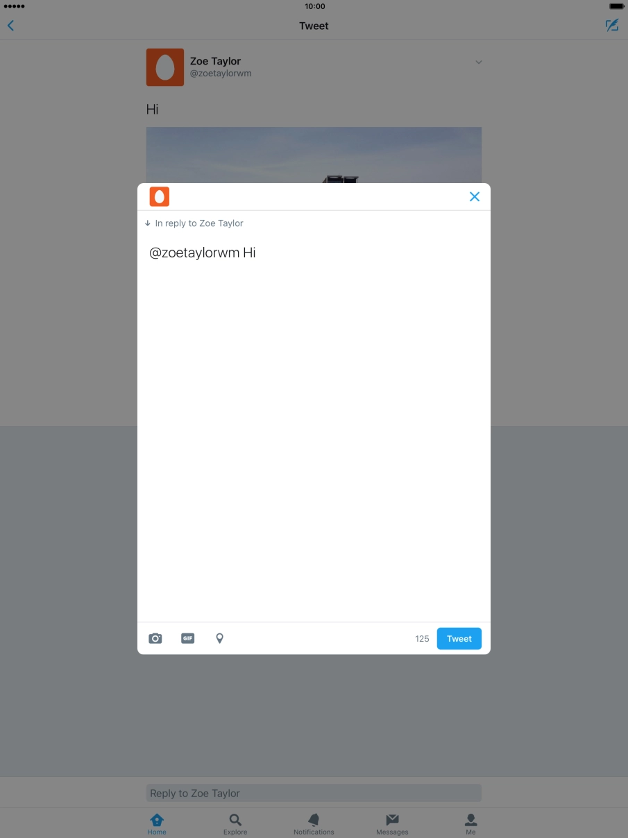 Write the required reply and press Tweet. Write the required reply and press Tweet.