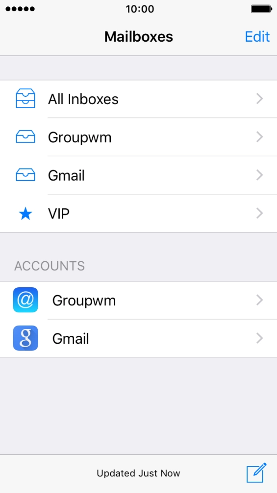 Press the required email account. Press the required email account.