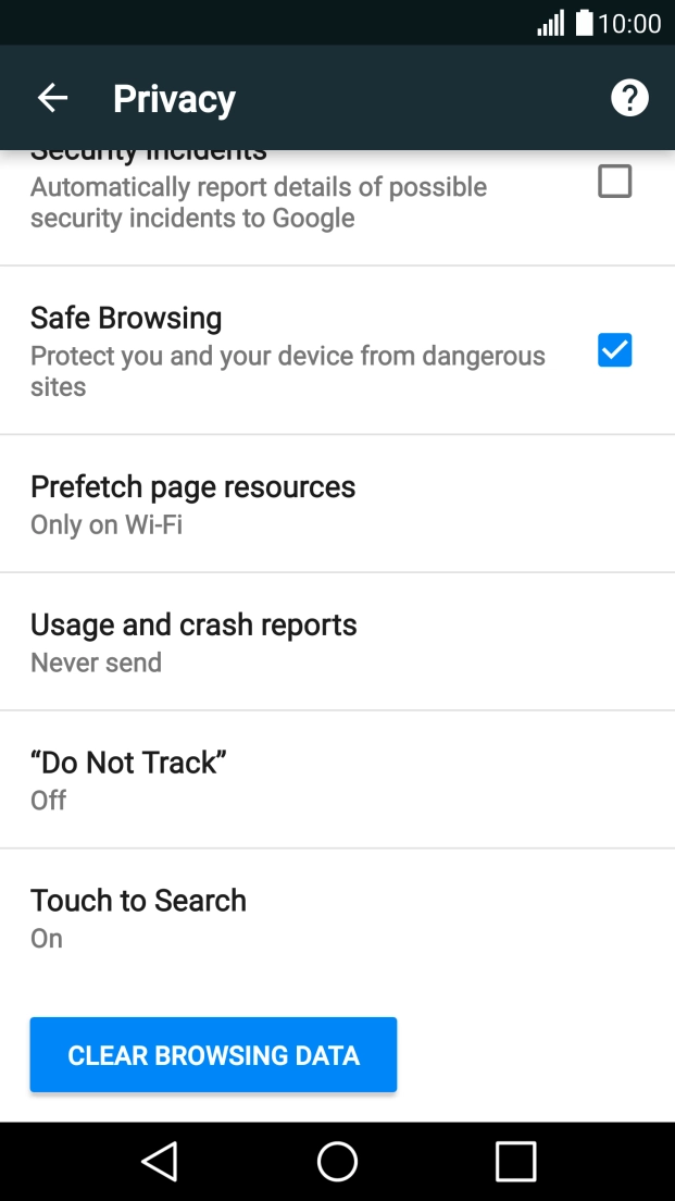 Press CLEAR BROWSING DATA.