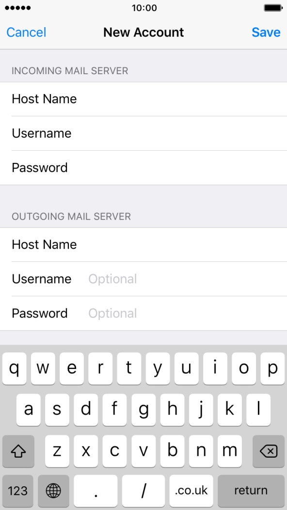 Press Username and key in the username for your email account. Press Username and key in the username for your email account.