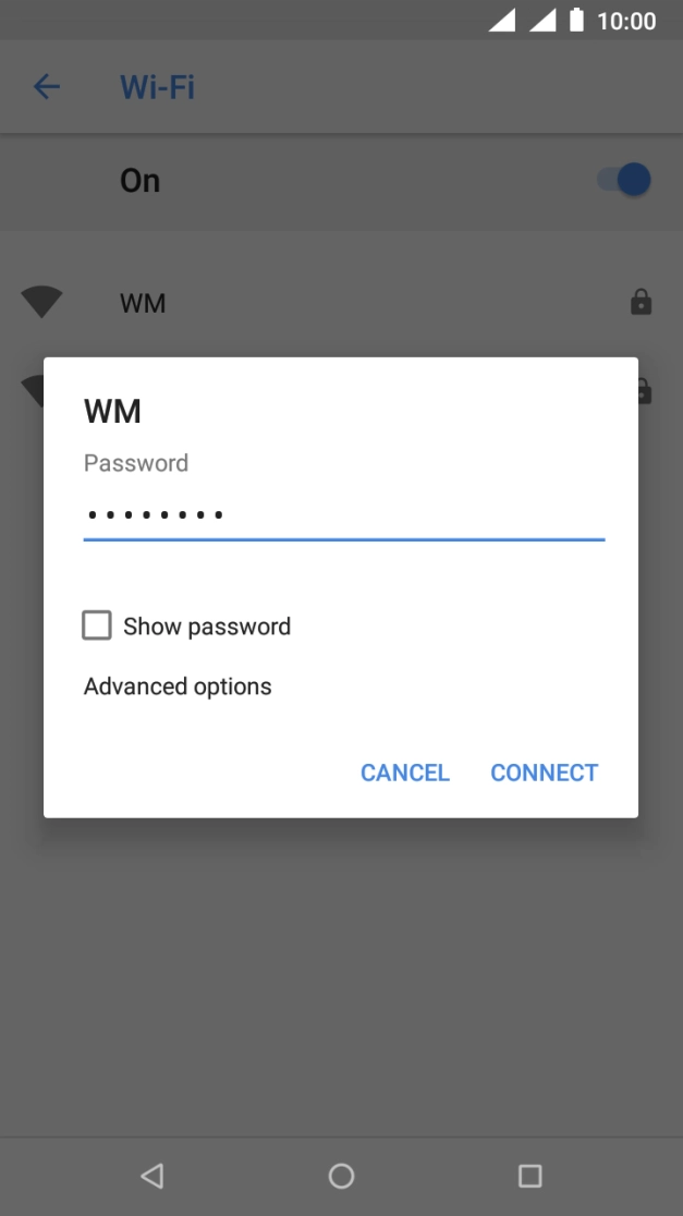 Key in the password for the Wi-Fi network and press CONNECT. Key in the password for the Wi-Fi network and press CONNECT.
