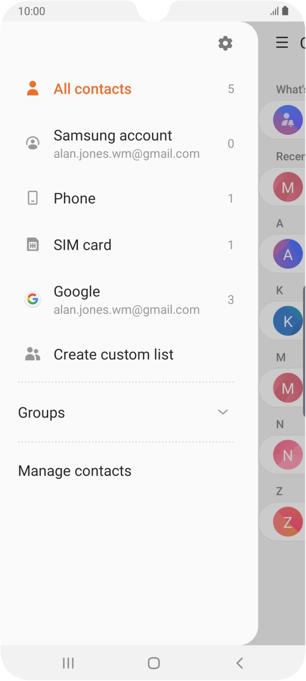 Press Manage contacts. Press Manage contacts.