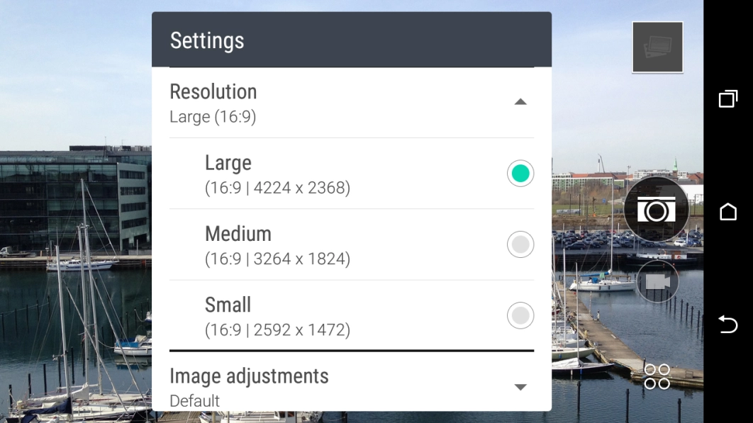 Press the required setting.