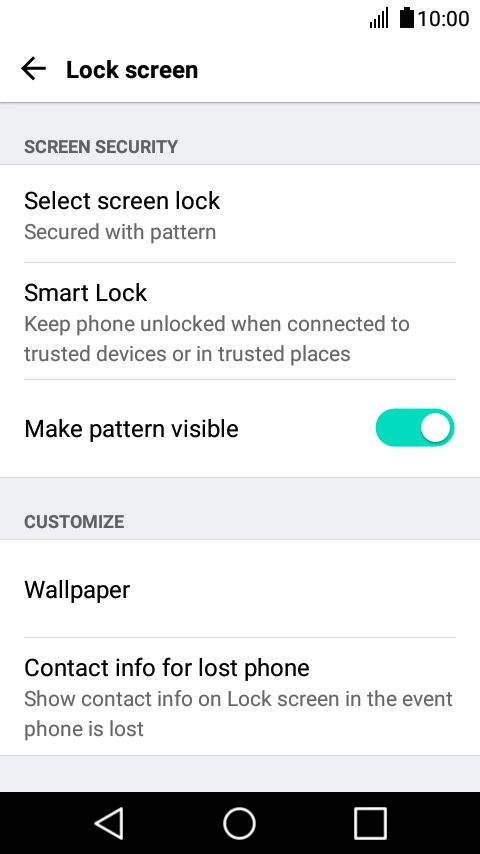 Press Select screen lock. Press Select screen lock.