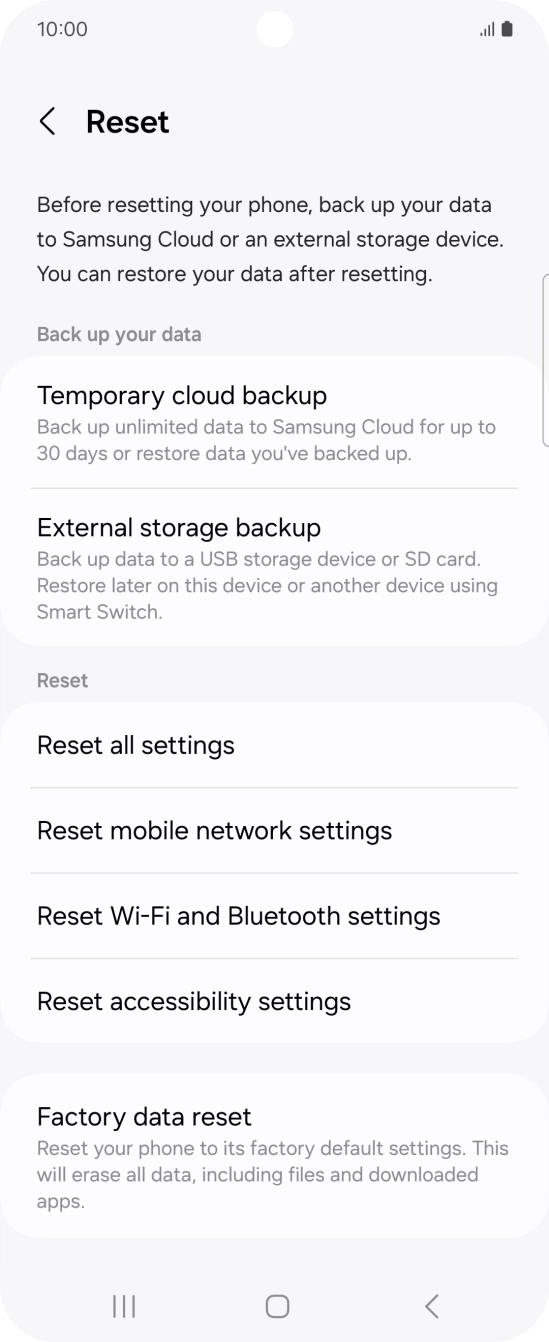 Press Reset mobile network settings. Press Reset mobile network settings.
