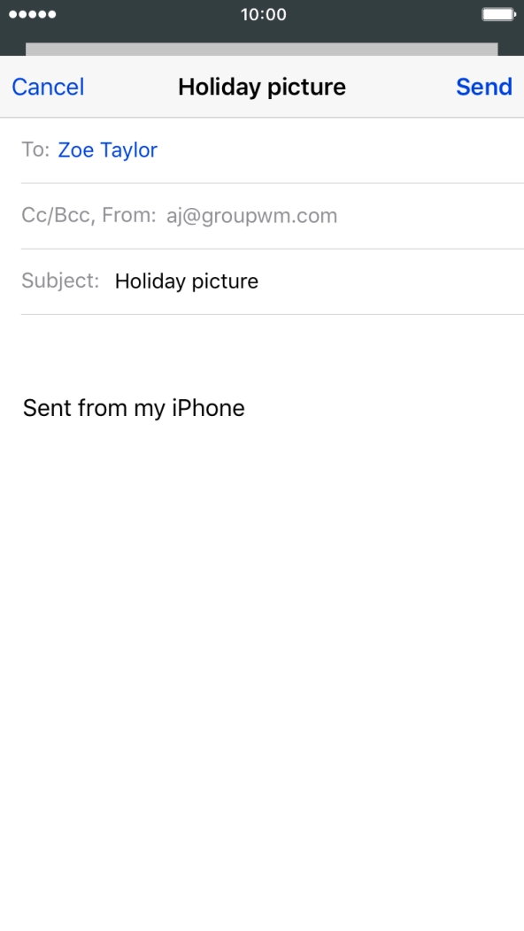 Press the text input field and write the text for your email. Press the text input field and write the text for your email.