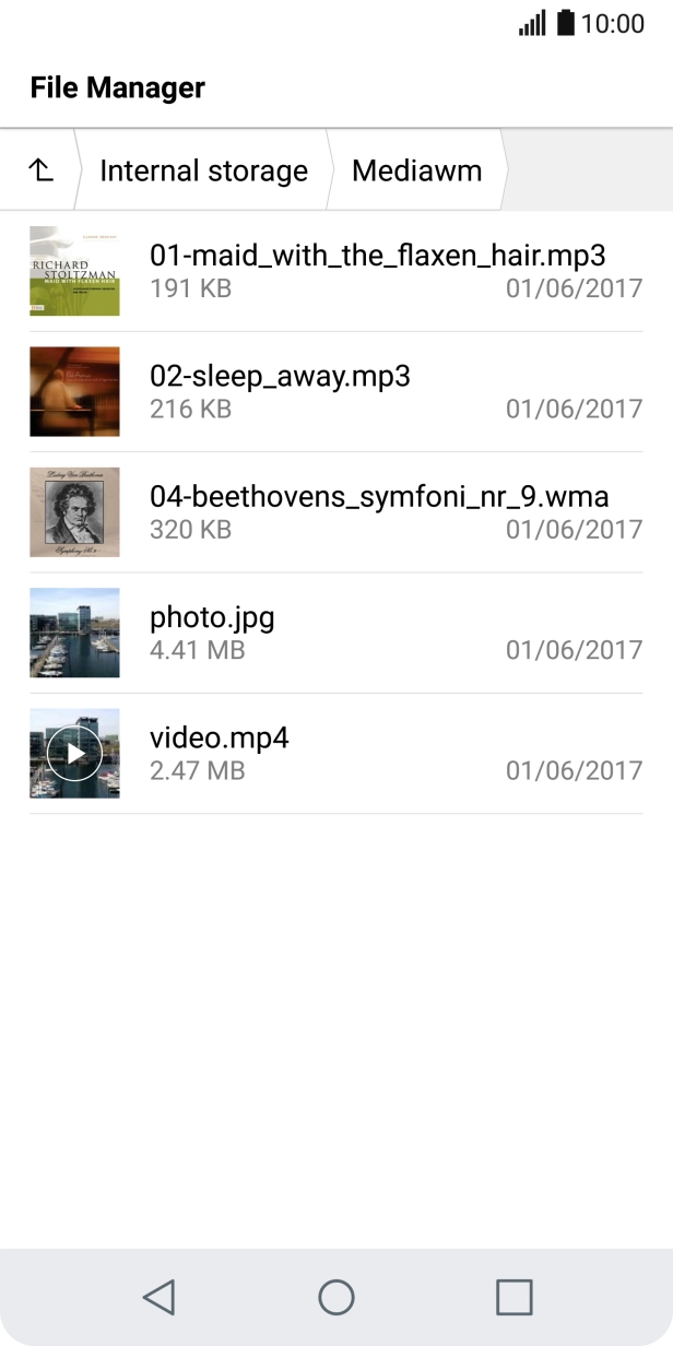 Press the required file. Press the required file.