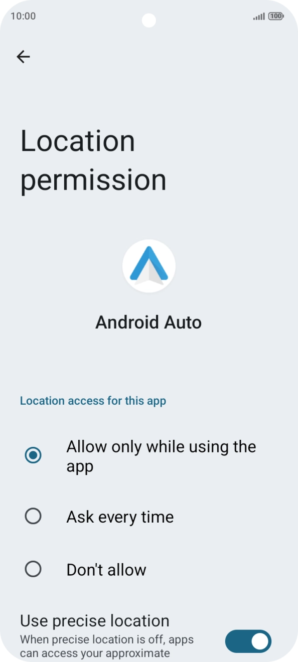 Press the required setting.