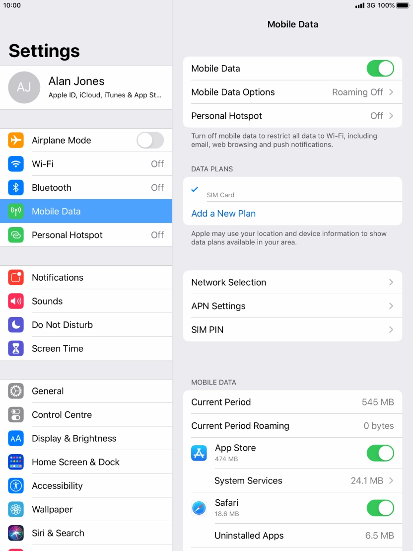 Press Mobile Data Options. Press Mobile Data Options.