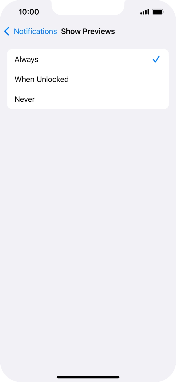 To select push notification preview on the lock screen, press Always. To select push notification preview on the lock screen, press Always.