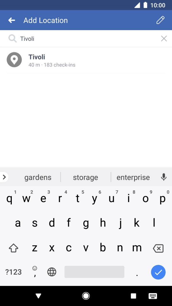 Press the required location.